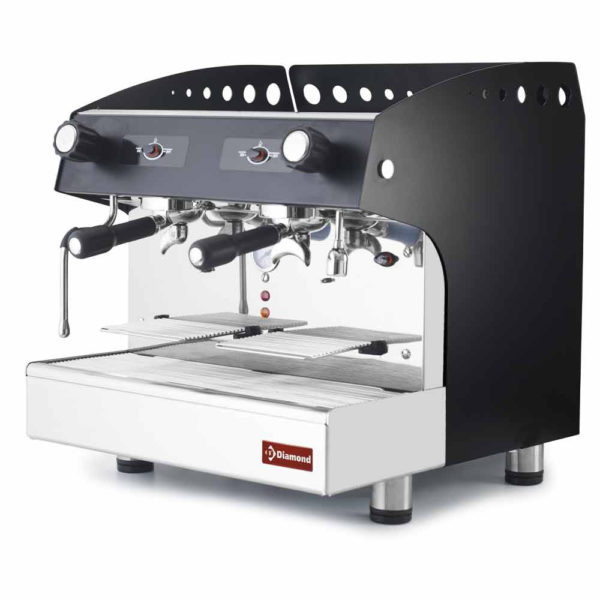 Macchina a caffè espresso 2 gruppi, semiautomatica - NERO